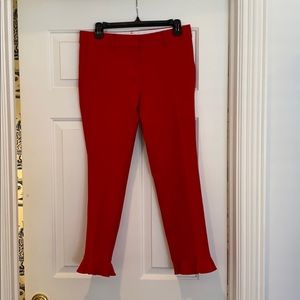 Anne Taylor Red Ruffle trim trousers